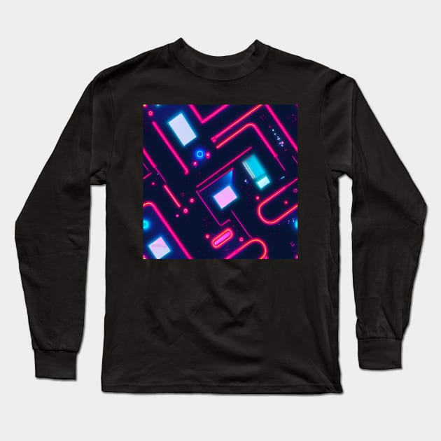 Futuristic cyberpunk space abstract colorfull pattern Long Sleeve T-Shirt by SJG-digital